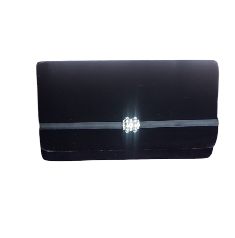 Elegant Black Clutch with Rhinestone Accent